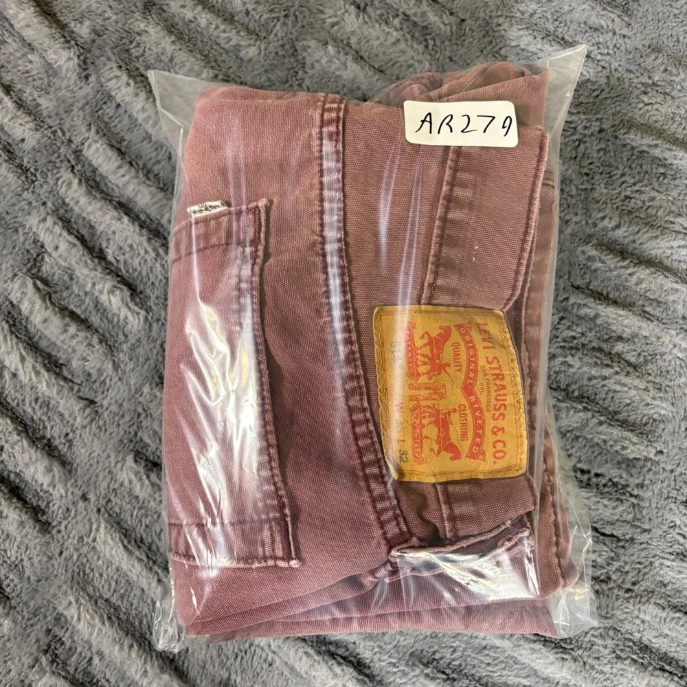 Levis 514 Straight Fit Canvas Pants Burgundy Maroon Mens 35x30 Workwear AR279